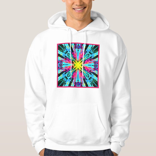 Abstrakt Färgglöd Mönster Hoodie (Framsida)