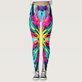 Abstrakt Färgglöd Mönster Leggings