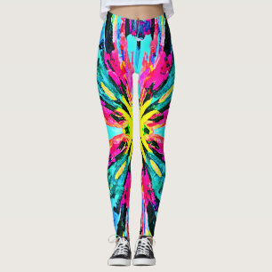 Abstrakt Färgglöd Mönster Leggings