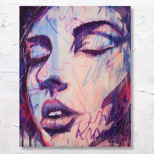 Abstrakt Färggrafik Utskrift av Woman Porträtt Art Poster