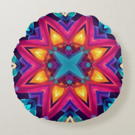 Abstrakt färgkombination Kastkudde Rund Kudde