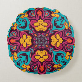 Abstrakt färgkombination Kastkudde Rund Kudde