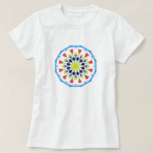 abstrakt färglös cirkel mönster t shirt (Design framsida)