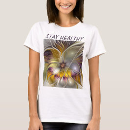 Abstrakt Färglös fantasy Flower Fractal Own Text T Shirt