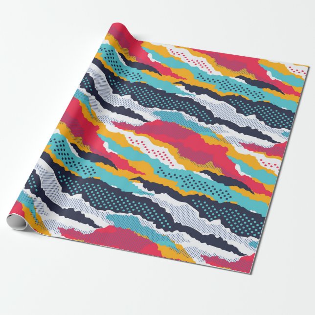 Abstrakt färglös kamouflage tapet med polka  presentpapper (Utrullad)