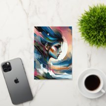 Abstrakt, färglös kvinnas ansikte