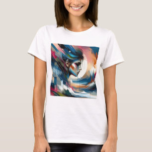 Abstrakt, färglös kvinnas ansikte t shirt