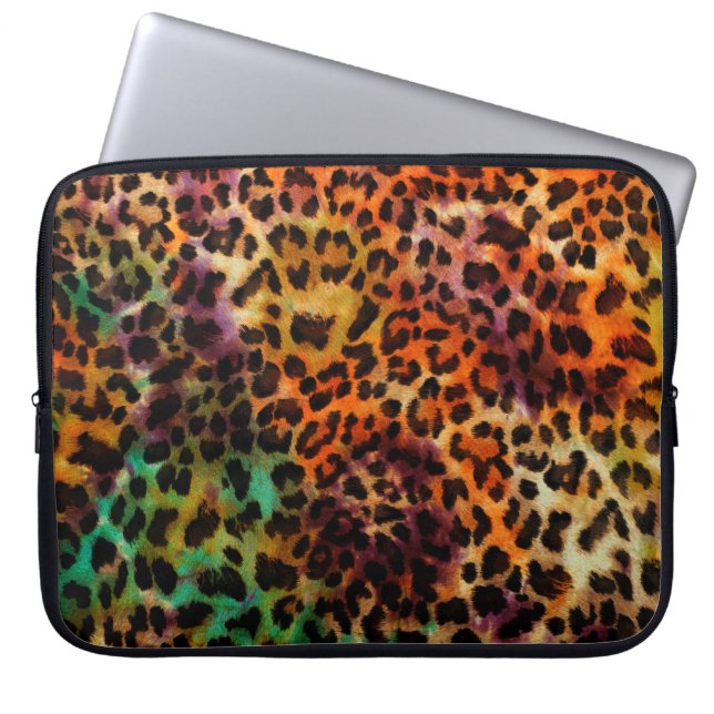 abstrakt färglös leopard struktur mönster laptop fodral (Framsidan)