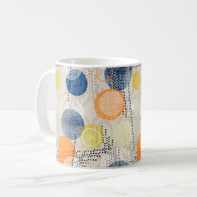 Abstrakt, färglös polkpunkt kaffemugg (Framsida vänster)