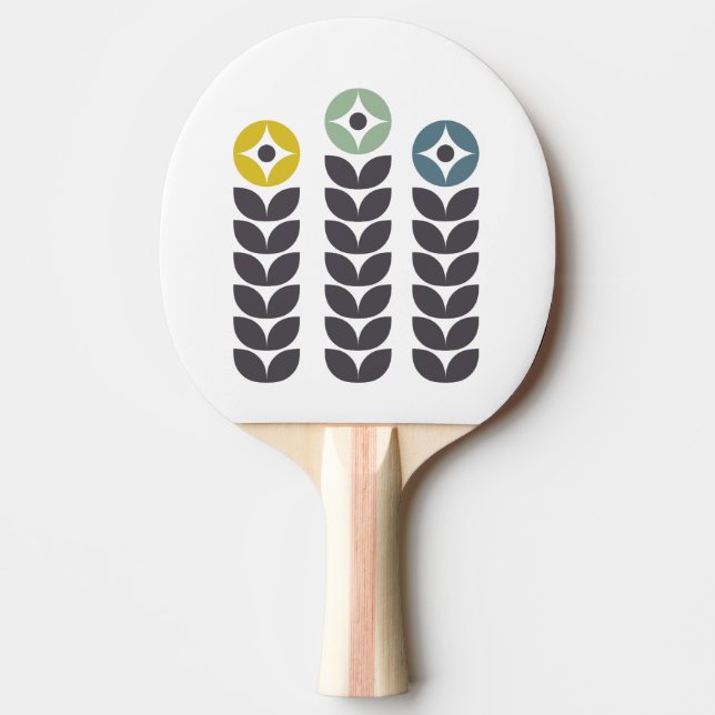 Abstrakt färglösa skandinaviska blommor pingisracket (Framsidan)
