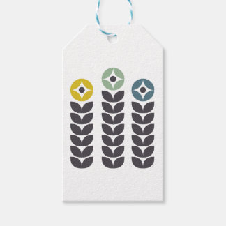 Abstrakt färglösa skandinaviska blommor presentetikett