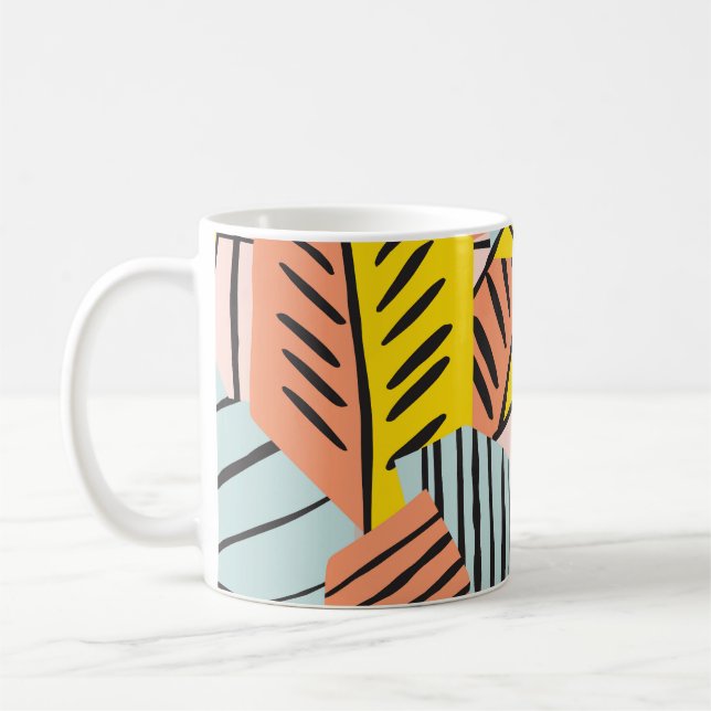 Abstrakt färglöst löv, naturen mönster. kaffemugg (Vänster)