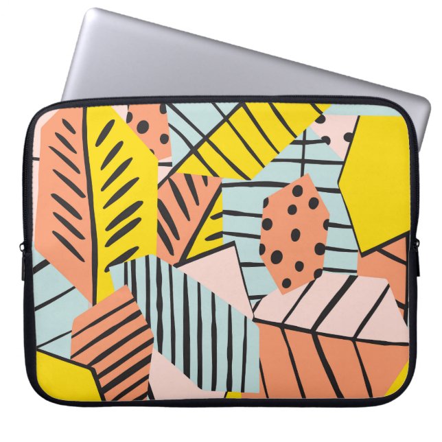 Abstrakt färglöst löv, naturen mönster. laptop fodral (Framsidan)