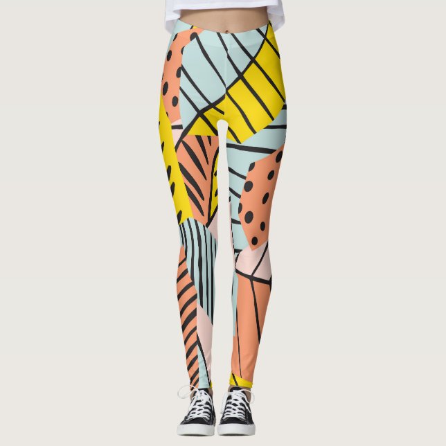 Abstrakt färglöst löv, naturen mönster. leggings (Framsida)