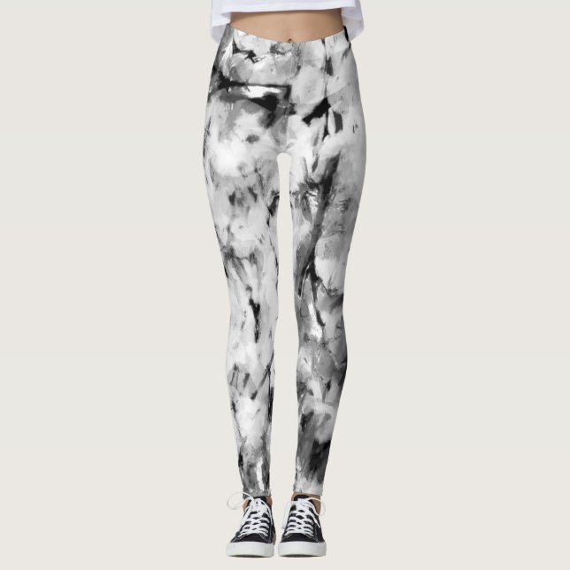 Abstrakt, färglöst mönster, skarp, elegant leggin leggings (Framsida)