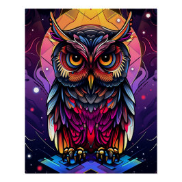 Abstrakt färglöst uggla perfect poster