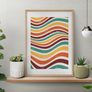 Abstrakt färglöst vågigt rand poster