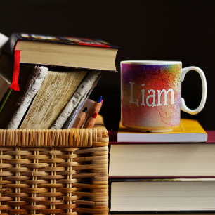 Abstrakt färglöst vattenfärgskaffe mönster mugg