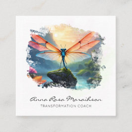 *~* Abstrakt Färgmålning Lotus Dragonfly Fyrkantigt Visitkort