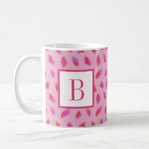 Abstrakt Färgpensel Rosa röd Lila Kaffemugg