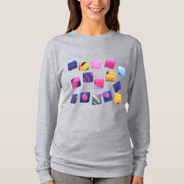 Abstrakt Färgrik Blockmönster T Shirt (Framsida)