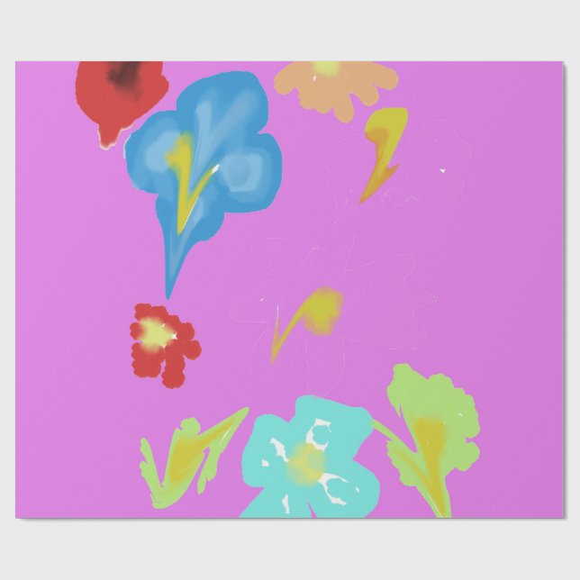 Abstrakt färgrik blomkonst presentpapper (Platt)