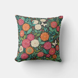 Abstrakt Färgrik Dahlias Fjärilar Kastkudde Kudde