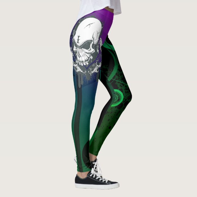 Abstrakt färgrik damasker som är unik med skallen leggings (Höger)