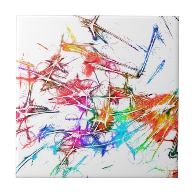 Abstrakt färgrik design kakelplatta (Framsidan)