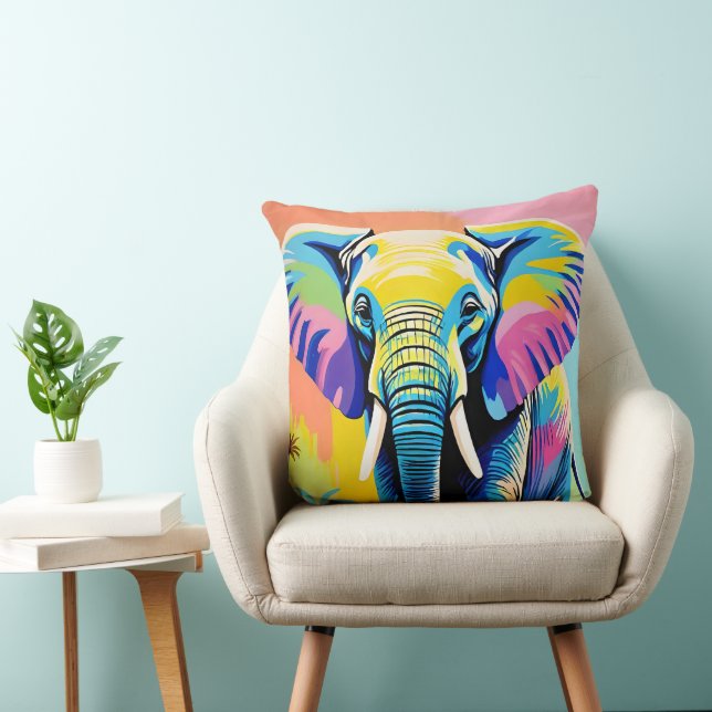Abstrakt färgrik elefant kudde (Stol)
