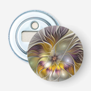 Abstrakt Färgrik Fantasy Blomma Modern Fraktal Flasköppnare