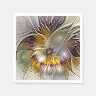 Abstrakt Färgrik Fantasy Blomma Modern Fraktal Pappersservett