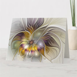 Abstrakt Färgrik Fantasy Blomma Modern Fraktal Tack Kort