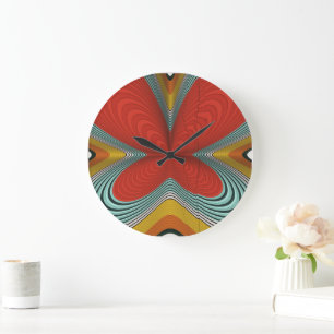 Abstrakt Färgrik Fjärilsmönster Design Stor Klocka