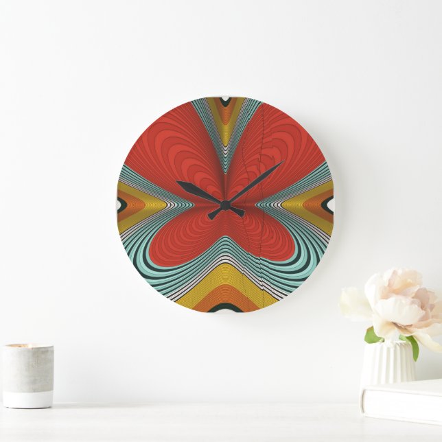 Abstrakt Färgrik Fjärilsmönster Design  Stor Klocka (Hem)