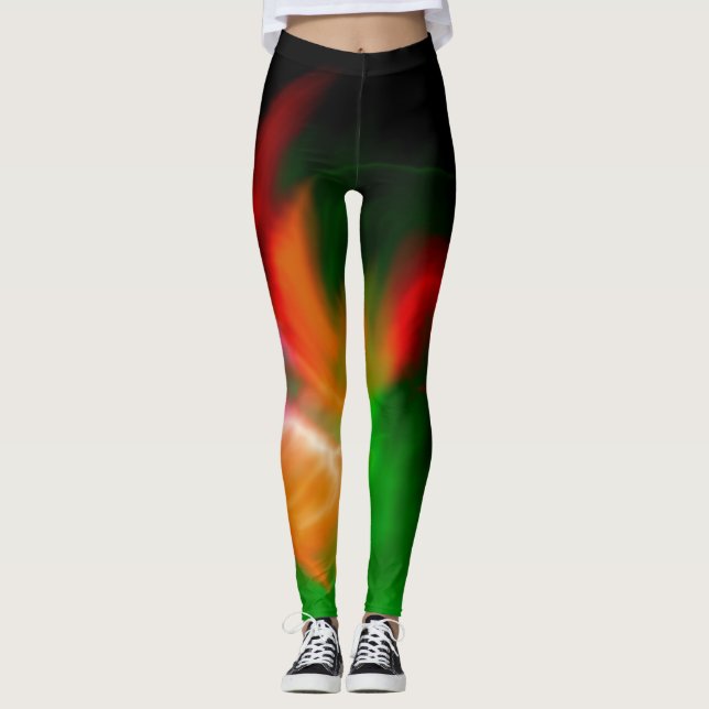 Abstrakt Färgrik Fraktalmönster #2 Leggings (Framsida)