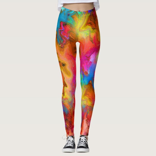 abstrakt färgrik leggings (Framsida)