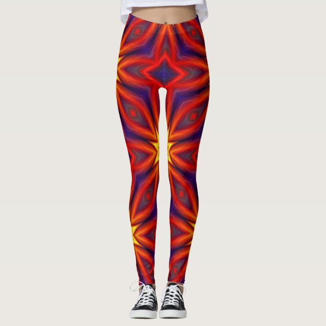 Abstrakt färgrik mönster leggings (Framsida)