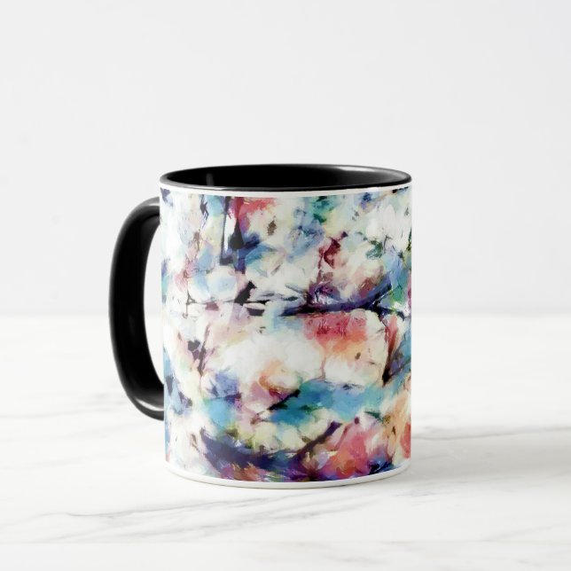 Abstrakt, färgrik mönster, ljus, elegant mugg (Framsida vänster)