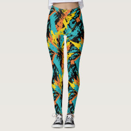 Abstrakt Färgrik Paintball-fest Splatter-mönster Leggings