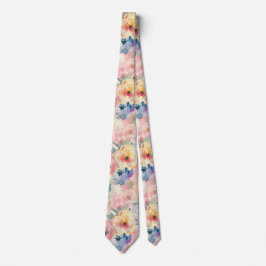 Abstrakt Färgrik Pastell Blommor Blommönster Slips