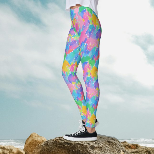Abstrakt färgrik pastell vattenfärg stroke-mönster leggings (Skapare uppladdad)