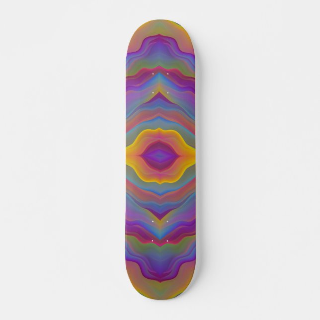 ABSTRAKT FÄRGRIK VÅGIG   MINI SKATEBOARD BRÄDA 18,5 CM (Framsida)