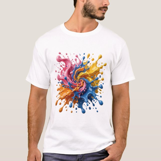 Abstrakt färgstänk målning explosion modern konst t shirt (Framsida)