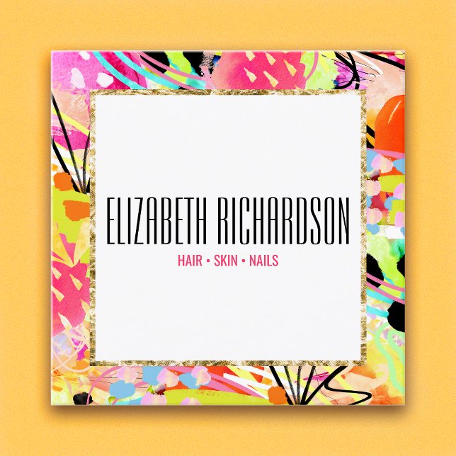 Abstrakt Färgstark, fetstilt, kraftig Chic Modern Fyrkantigt Visitkort (Skapare uppladdad)