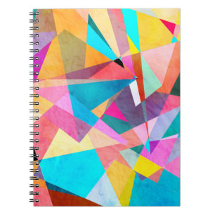 Abstrakt - färgstark Geometric Watercolor - bakgru Anteckningsbok