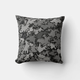 Abstrakt: färgstark tråd / svart och vit / vit kudde