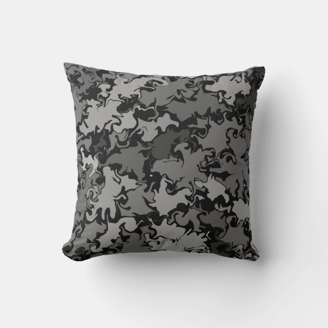 Abstrakt: färgstark tråd / svart och vit / vit kudde (Framsida)