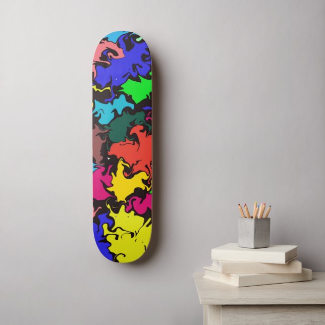 Abstrakt: färgstark twirl / mini skateboard bräda 18,5 cm (Väggkonst)