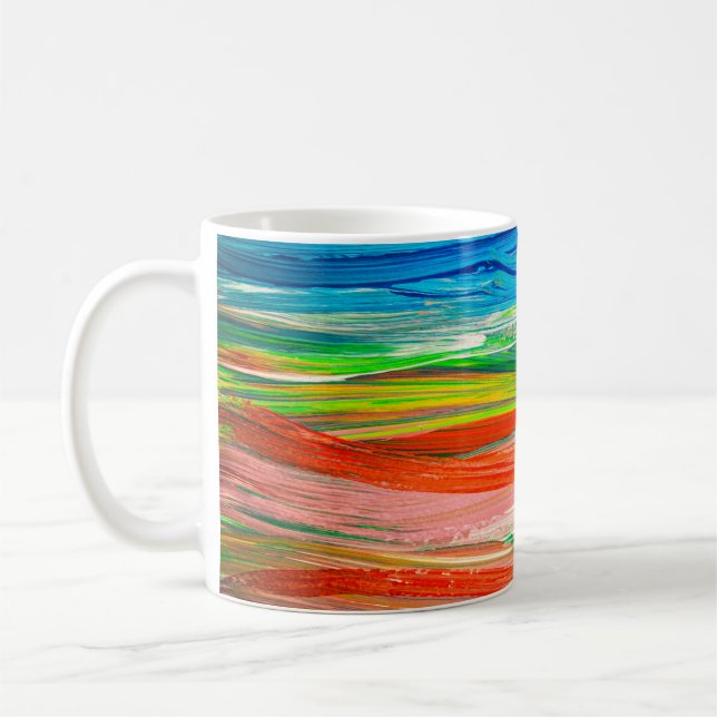 Abstrakt - färgstarka vattenfärgbilder kaffemugg (Vänster)
